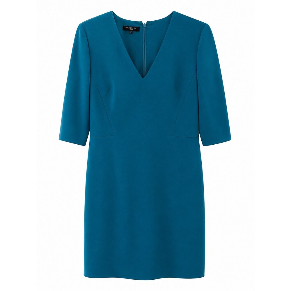 Women's Lafayette 148 Teal 3/4 Sleeve V-neck Sheath Dress Size 12